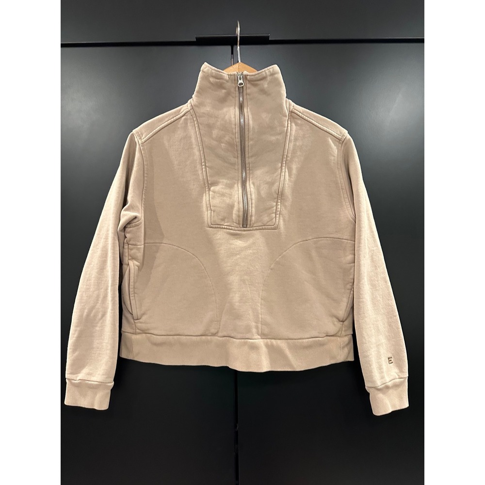 Everlane Organic Cotton Quarter Zip Sweatshirt Tan Beige Small FSWTS-OCTN-LS-HZP